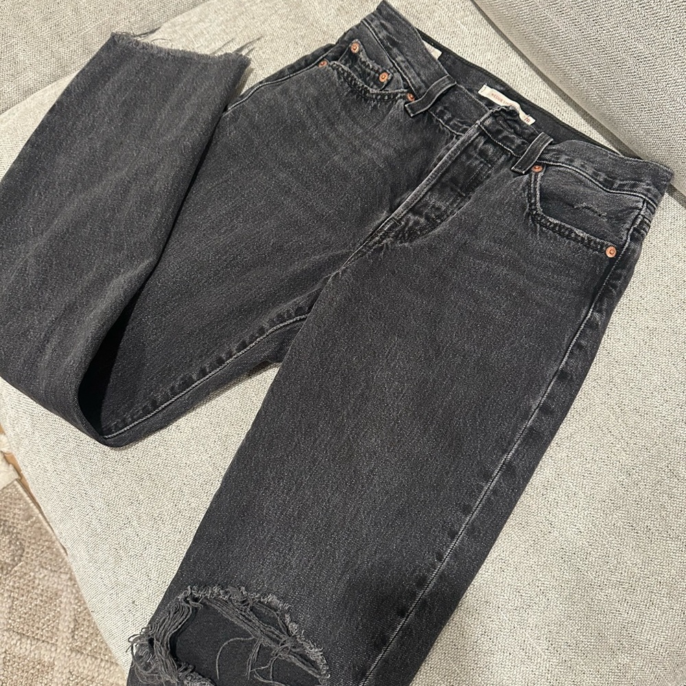 Levi's Wedgie Ripped High Waist Crop Straight Leg Jeans